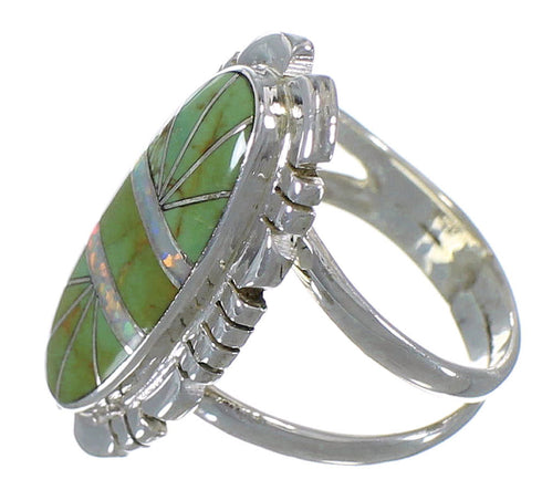 Southwestern Sterling Silver Turquoise And Opal Ring Size 4-3/4 AX52622